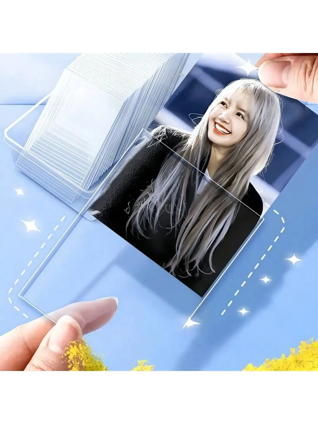 50Pcs/Pack Photo Card Protectors Hard Card Sleeves, Perfect Double-Layer Protection Film, Kawaii Korean Popcorn Card Film,