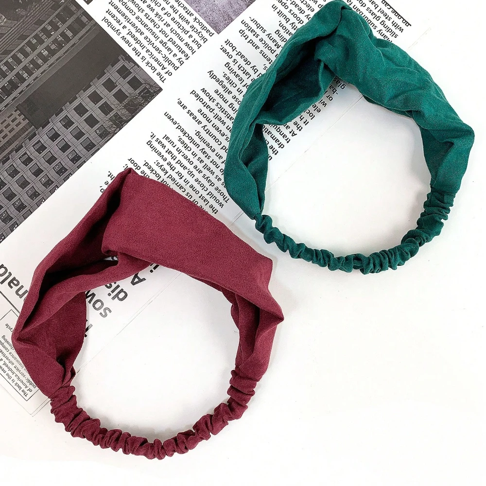 3pcs Retro Solid Cross Wide Elastic Hairbands Suede Texture Anti-Slip for Face Washing Makeup Fixing Stray Hair Daily Use