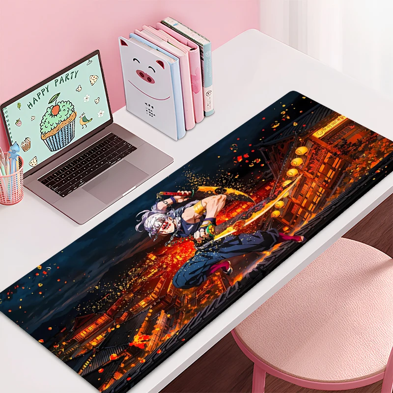 Alas Mouse Besar Demon Slayer Akaza E-sport Game Player Mouse Pad Laptop Keyboard Pad Non-slip Mat Coaster PC HD Karpet Mousepad