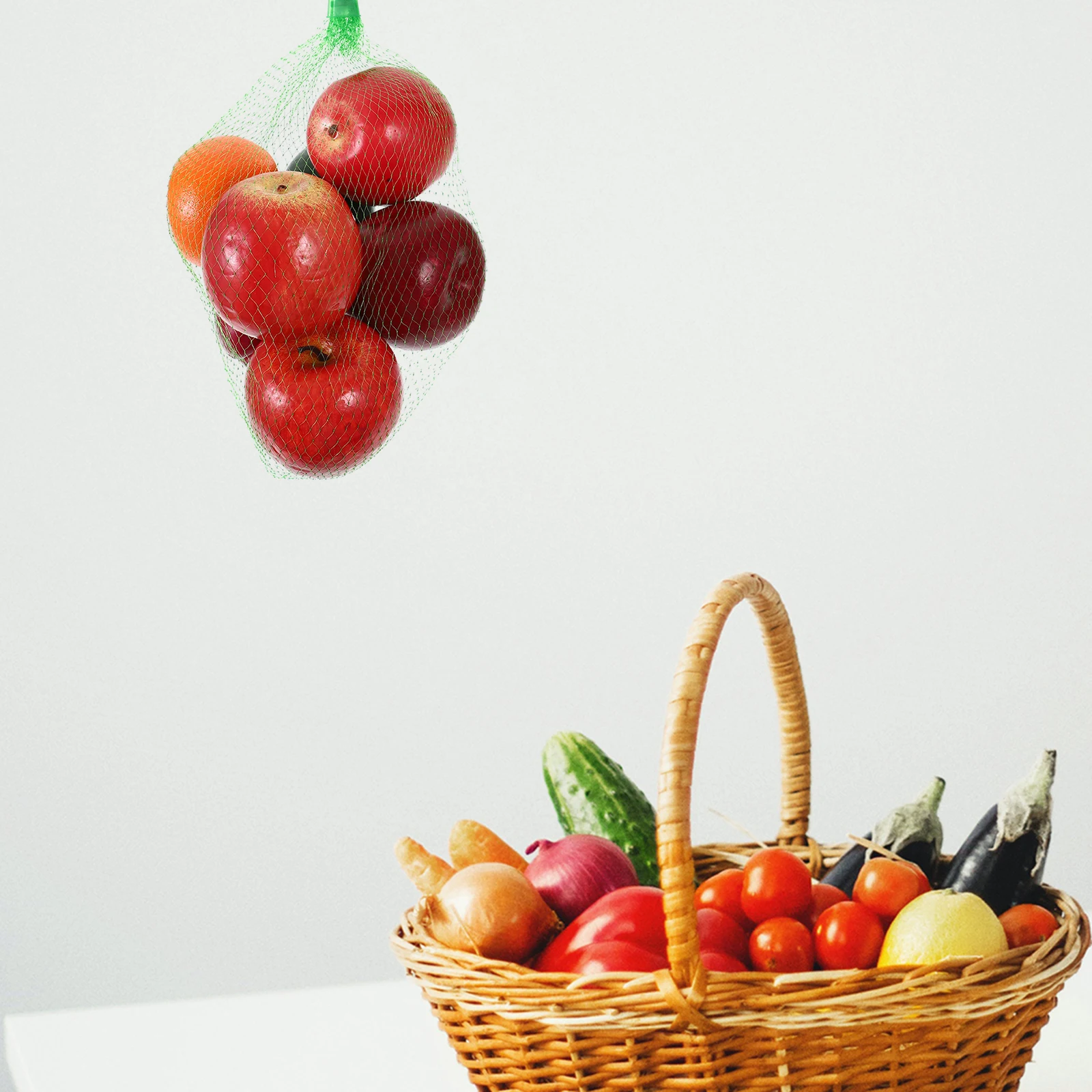 

100pcs Thickened Mesh Bags 45cm Red with Rope for Vegetable Fruit Storage Reusable Shopping Pouches Breathing Design Portable