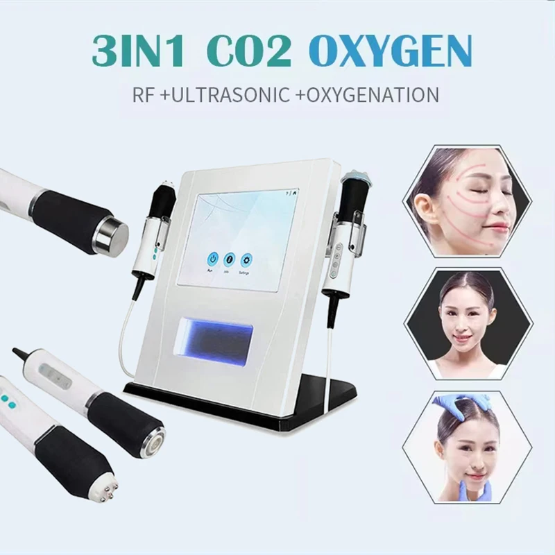 

CO2 + Oxygen 3 in 1 Facial Care Skin Tightening Small Bubble Cleaning Rejuvenation Moisturizer RF Ultrasound Anti-aging Machine