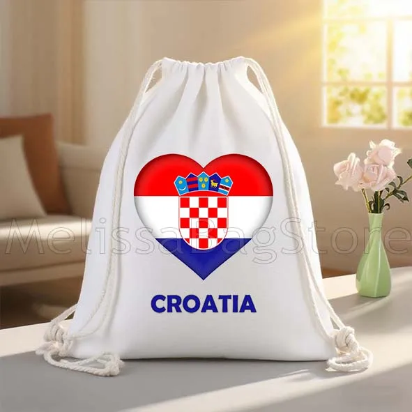 Canada Brazil Croatia Germany Haiti Iceland Uruguay Heart Flag Canvas Drawstring Bags Soccer Backpack Sackpack Gifts String Bags