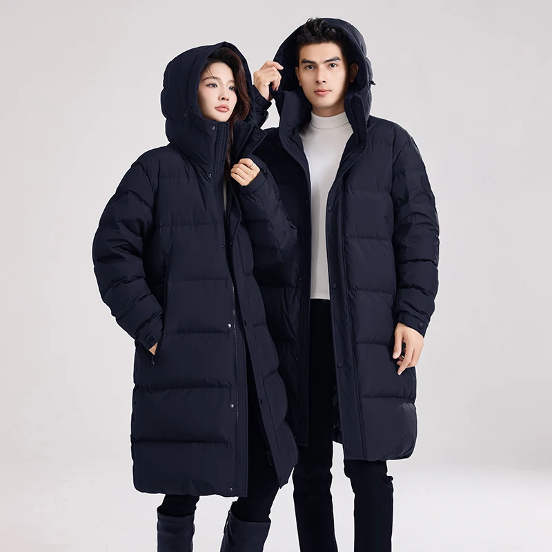 Top Casual Men's Warm Hooded Duck Down Jackets Winter Couple's Outwear Windproof Long Puffer Coat Thicken Padded Parkas Clothing