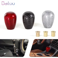 Universal Oval Car Manual Carbon Fiber Gear Shift Knob With Adapter Gear Stick Head Shifter Lever Knob JDM Style SFN105