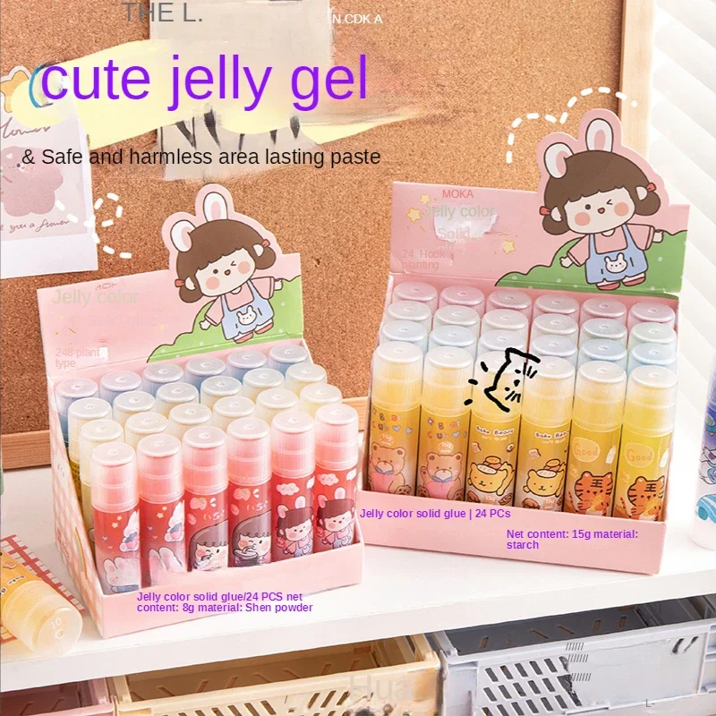 2024 Jelly Solid Glue Candy Transparent Crystal Color High Viscosity Stick for Students Glue School Supplies Office Supplies