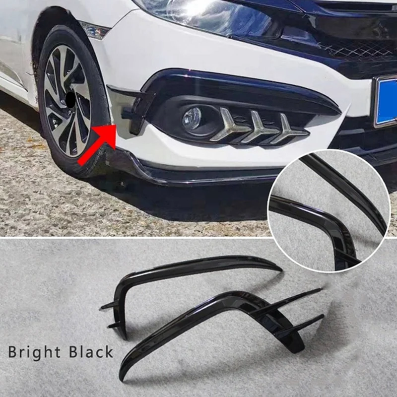 2 Stuks Auto Voorbumper Splitters Kant Windmes Mistlamp Wenkbrauw Voor Honda Civic 10e 2016-2018