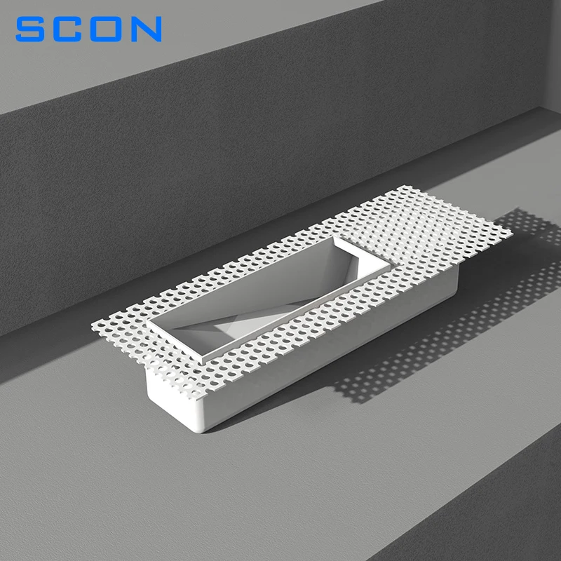 SCON LED Recessed Trimless Step Light Indoor Skirting Wall Light Rectangle Invisible Stair Light for Hallway Bedroom Stairway