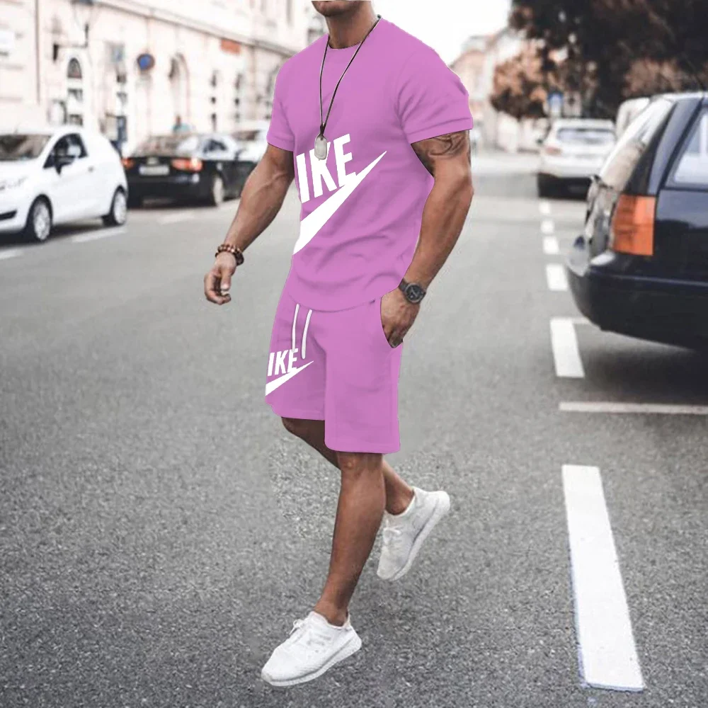

The new Sun Cotton summer men's outdoor sports set for 2025, featuring a short-sleeved T-shirt and shorts, is a casual and breat