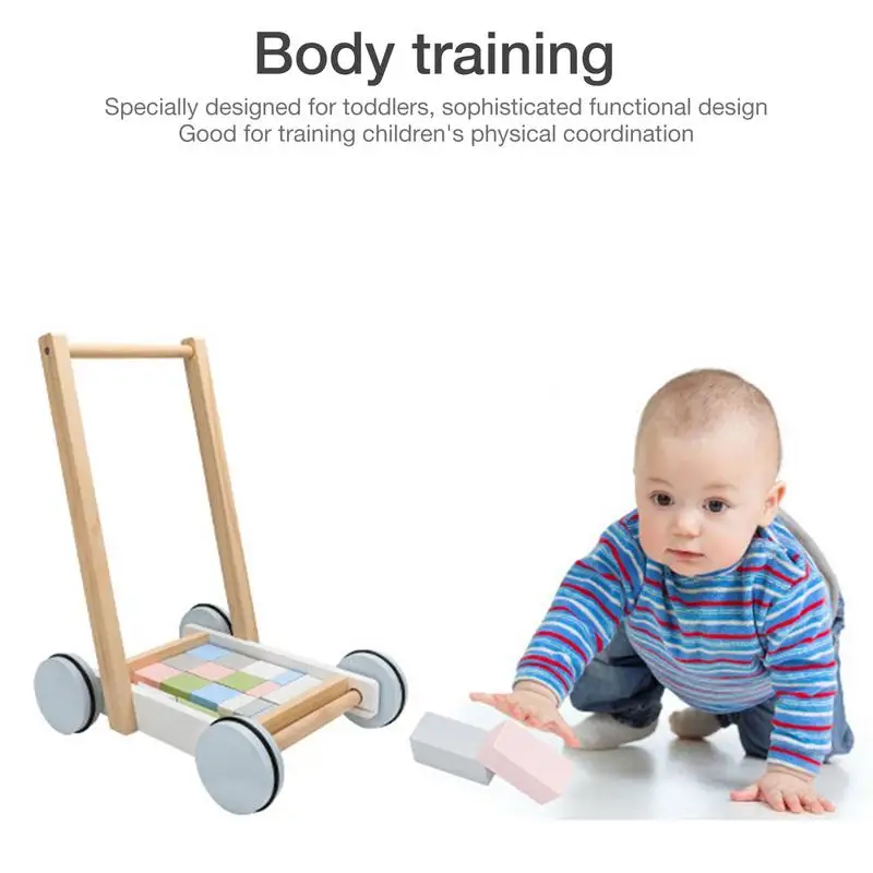 Wooden Push Learning Walker Wooden Push Toy & Toddler Activity Walker Baby Stroller Toddler Toy Educational Toys For 10-24 Month