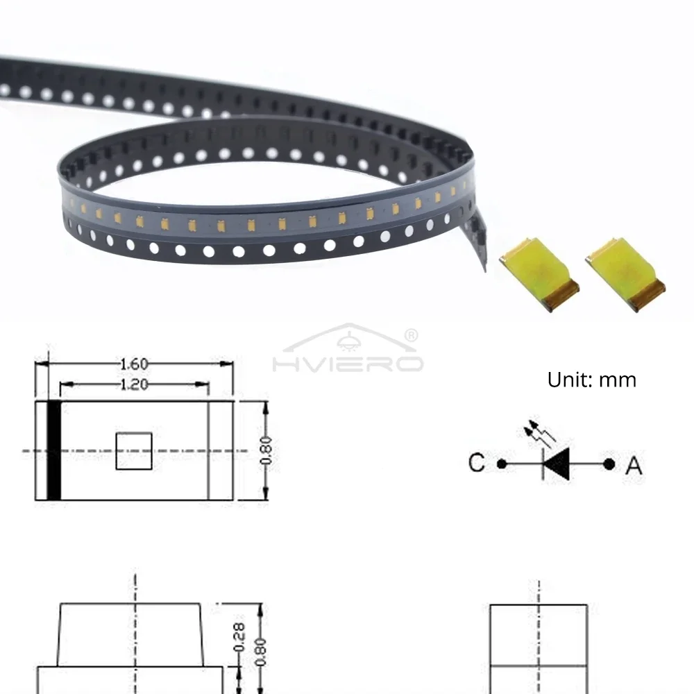 100Pcs 0603 SMD Red LED Chips Bright Yellow Green White Blue Orange RGB Light Emitting Diode Chip Party Decoration Lighting