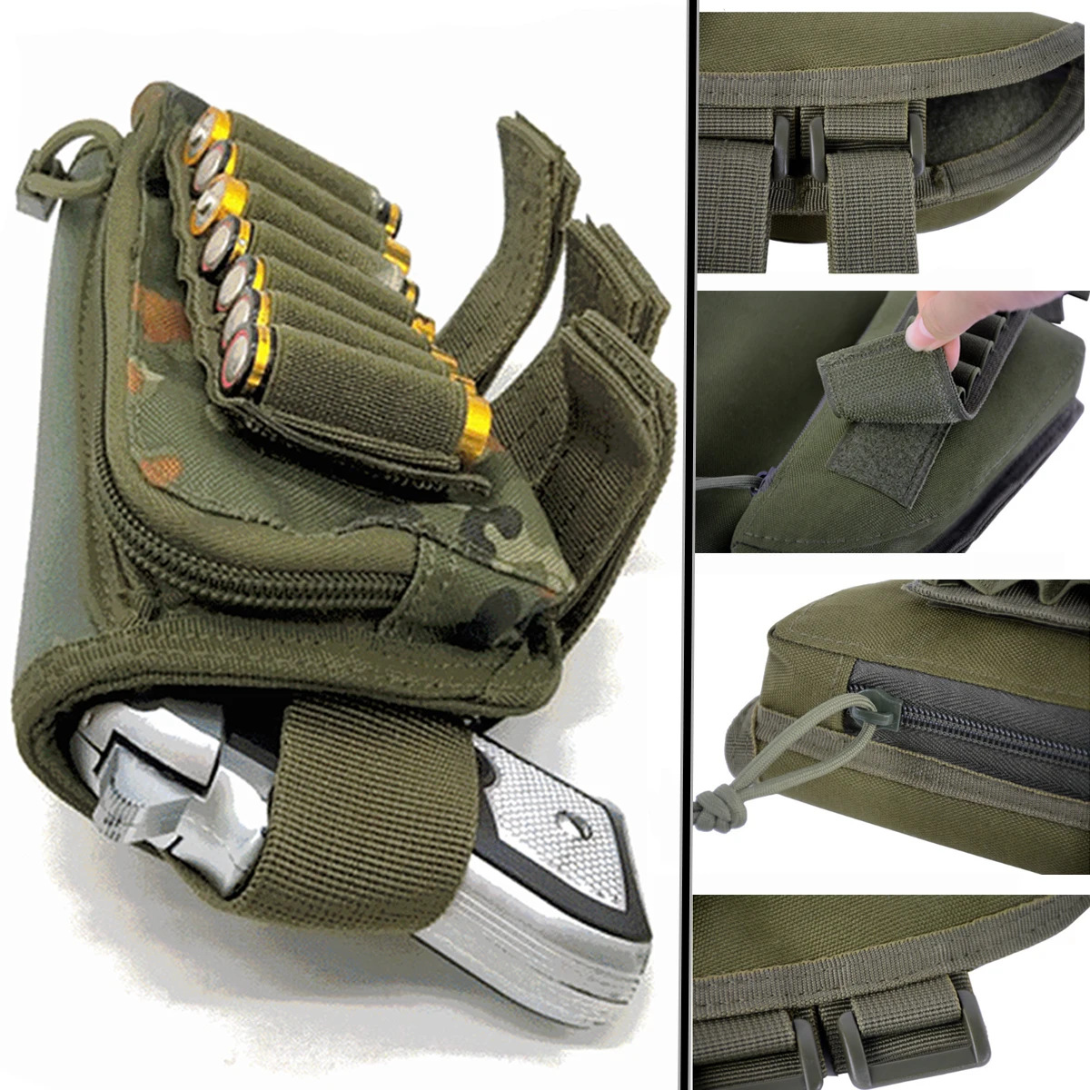 FANDAO Shotgun Storage Magazine Bag Outdoor Gun Bag Holster Multifunctional Tactical Chinrest Bag Bullet Bag for Shotgun Stock