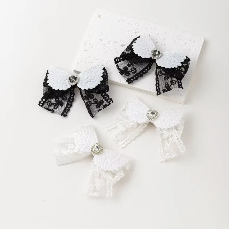 

Landmine Style White Wing Heart-shaped Bow Hair Clips for Girl Gothic Side Clip Sweet and Cool Personality Girl Hair Accessories