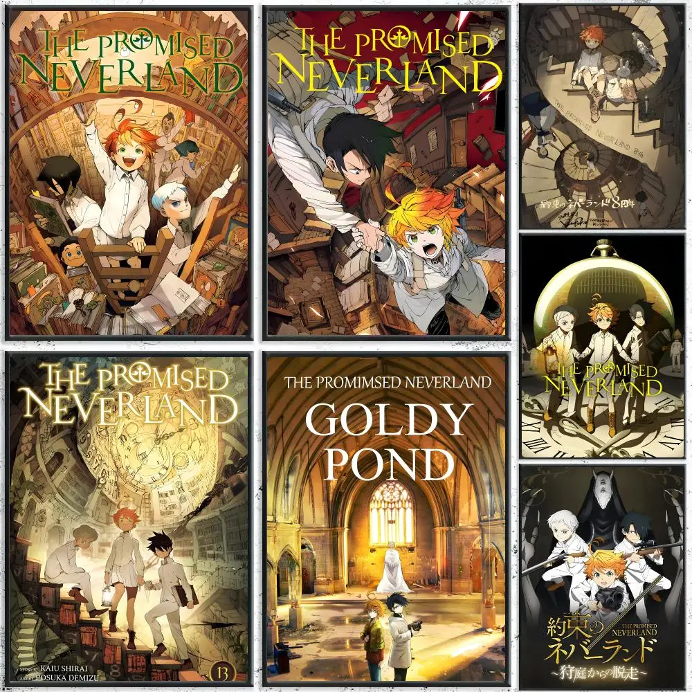 Anime The Promised Neverland Poster Self-Adhesive Waterproof Wall Stickers Coffee Bar Home Wall Decor