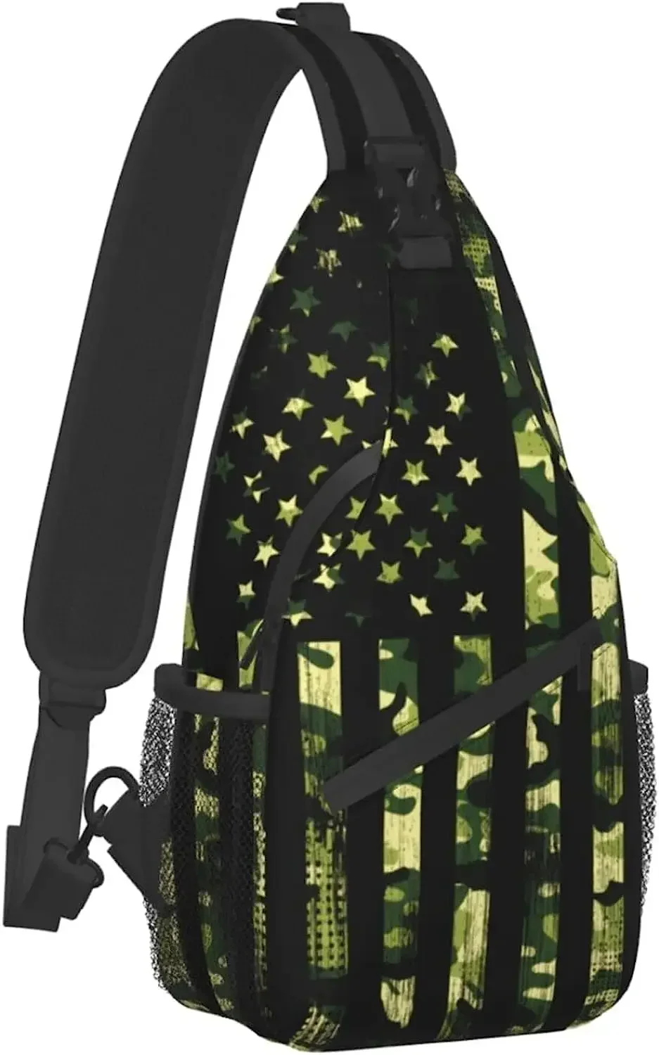 Green Rendered American Flag Pattern Casual Cross-pack Unisex Kids Gift Can Accommodate Phone Camera Folder and More