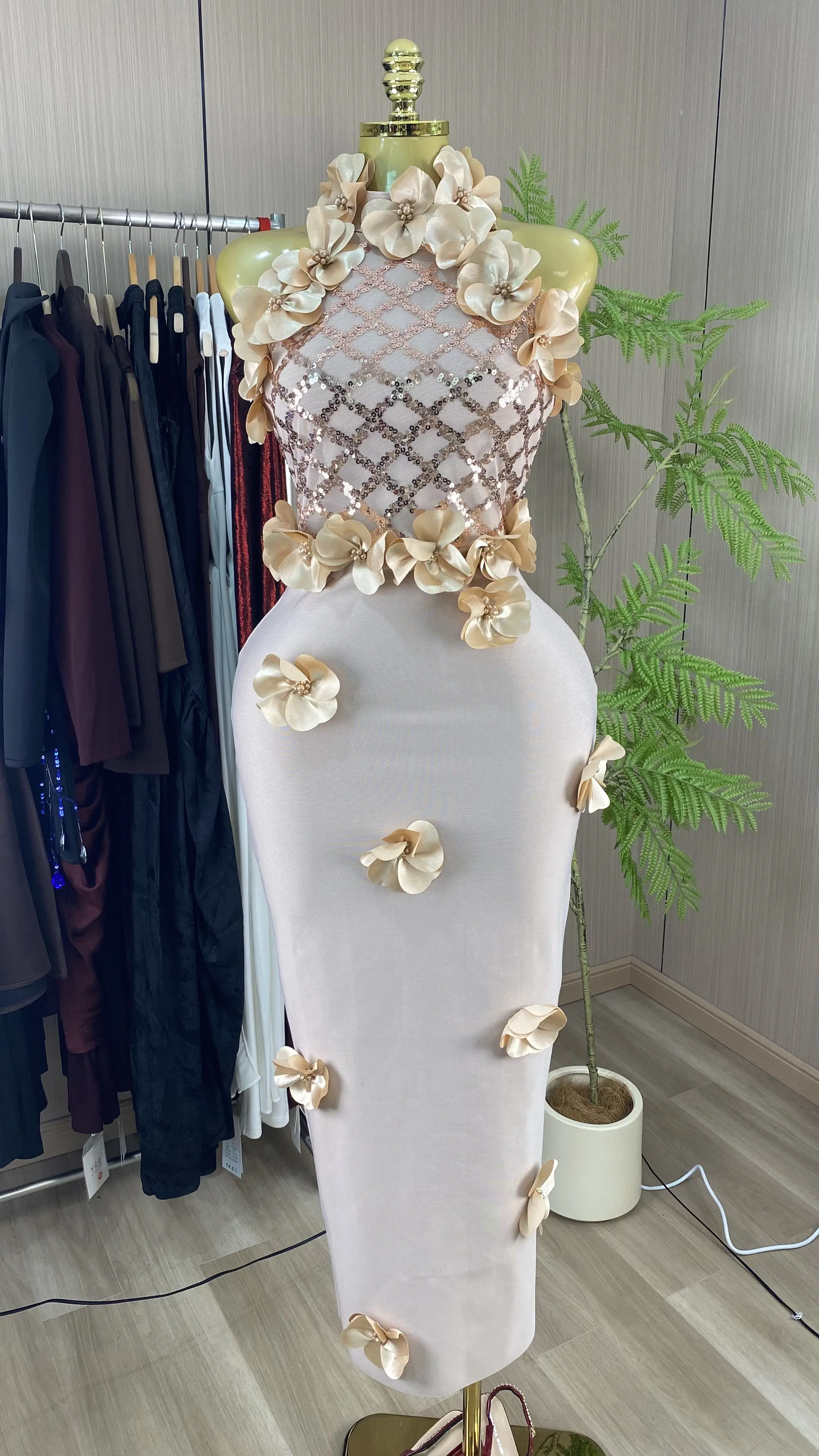 Sexy sequined cashmere maxi dress, suitable for everyday wear, parties, evening events, pencil skirts, and more.-GZXX825