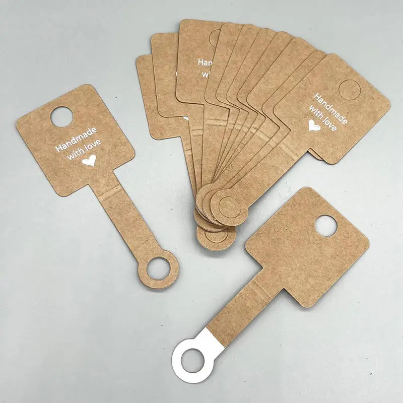100Pcs Necklace Fold Over Paper Cardboard Self-Adherent Card For Bracelet Jewelry Hanging Price Tag Small Business Packaging