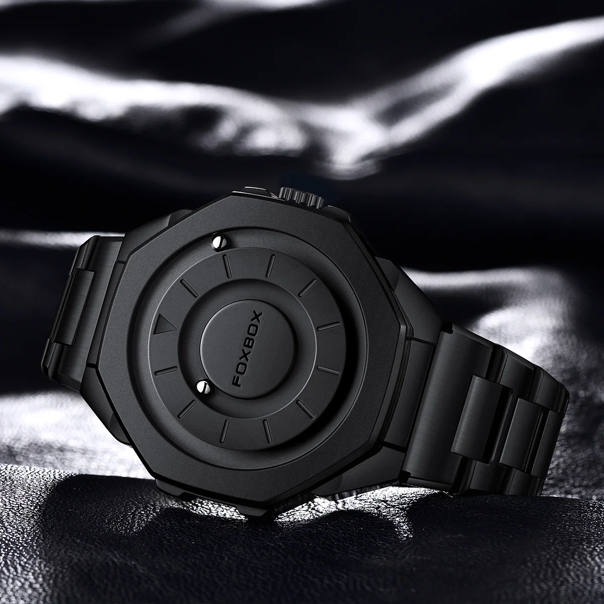 FOXBOX Fashion Men's Watch Waterproof Sports Military Quartz Wristwatches Luxury Rolling Magnetic Steel Ball Business Man Watch