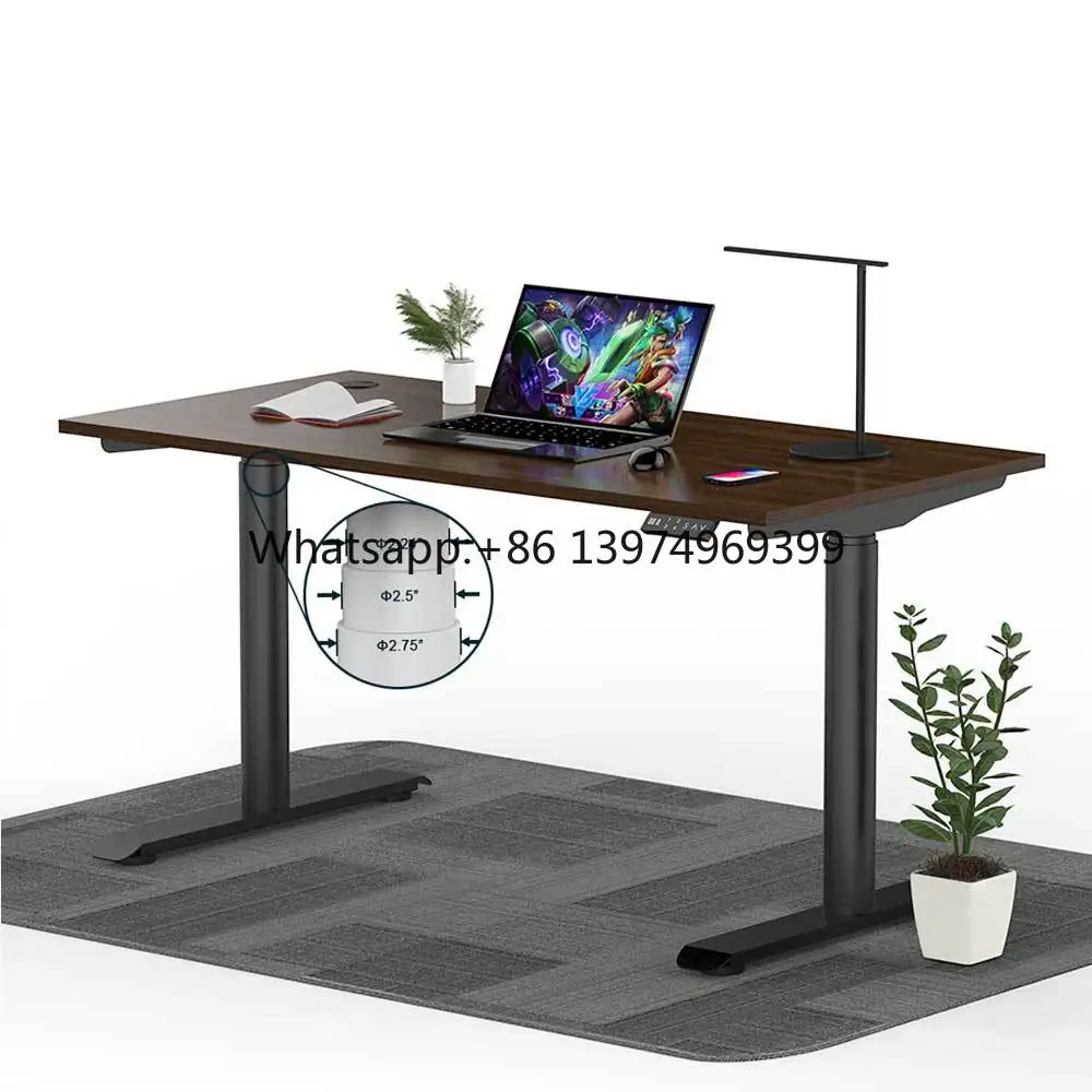 Office Furniture Office Lifting Desk Dual Motor Sit Stand Height Adjustable Table Standup Round Frame Electric Stand up Desk