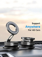 360° Three-Axis Foldable MagSafe Car Phone Holder – Vacuum Magnetic Base for Navigation, Compatible with iPhone & All MagSafe De