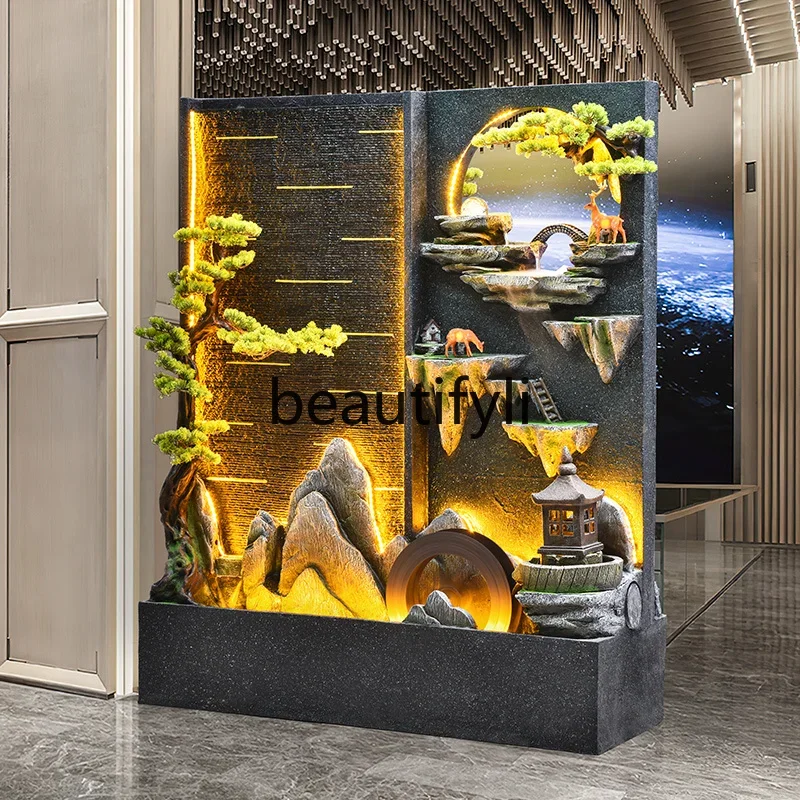 

R Настенная занавеска с водой, орнамент экрана с проточной водой, пейзажное украшение двора с циркуляционной водой, входная перегородка
