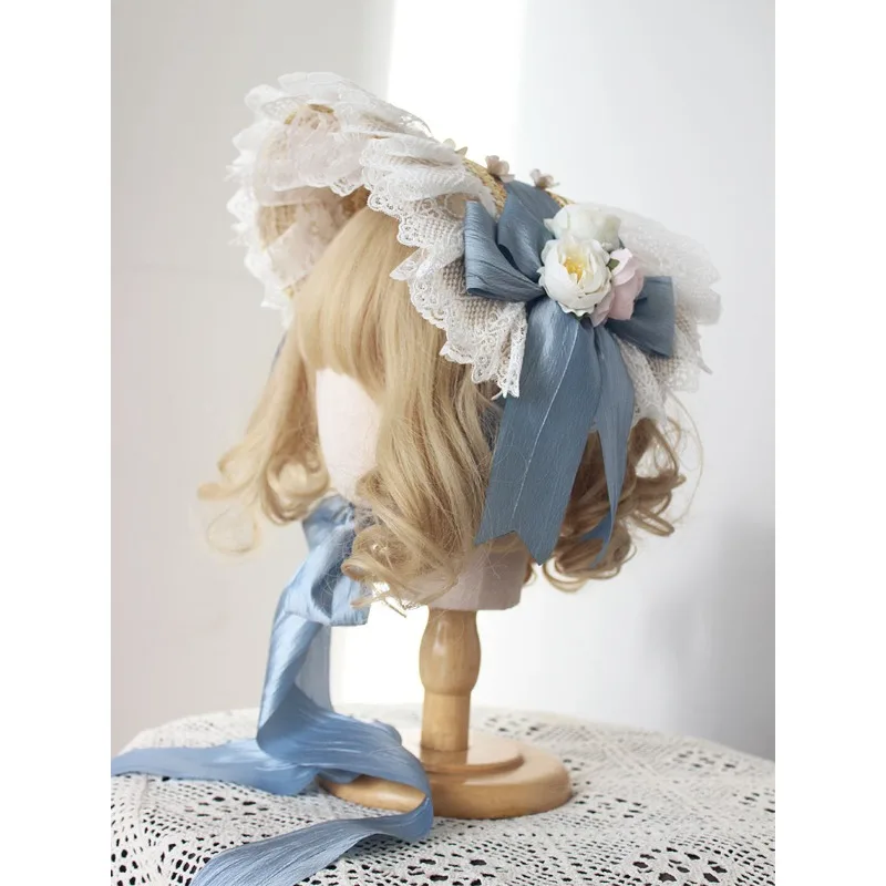 

Handmade Lolita Hat Bonnet Hanyang Eclectic BNT Original Design Rustic Lolita Straw Hat Women's Summer