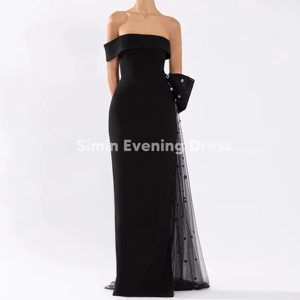 

Simin Women's Customized Strapless Crepe Mermaid Saudi Evening Dresses With Sleeveless Bow Floor-Length Elegant Dresses 2025