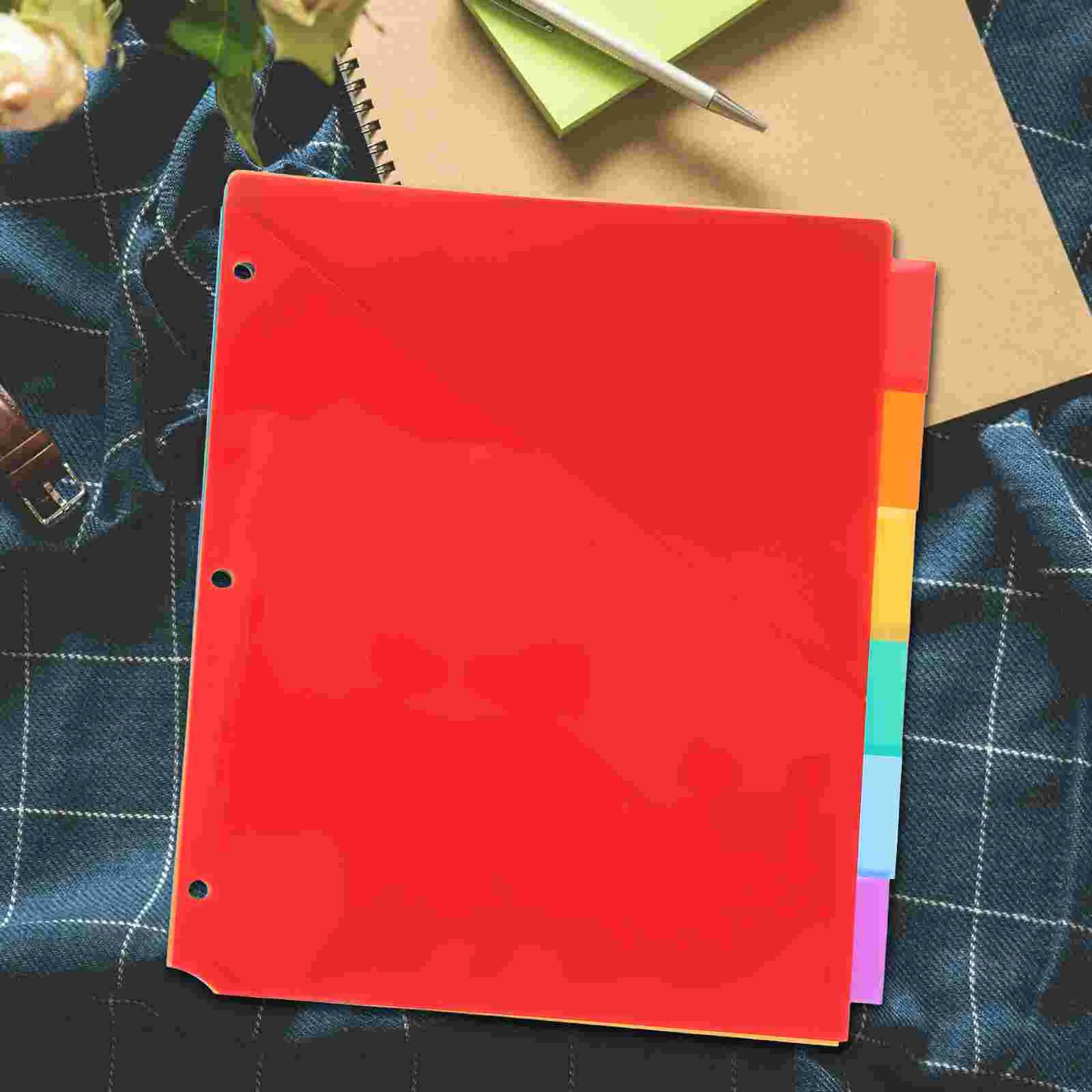 

6pcs Document Colored Folders Loose Leaf Binder Dividers Binder Tabs With Pockets Pockets Office Study Notebook