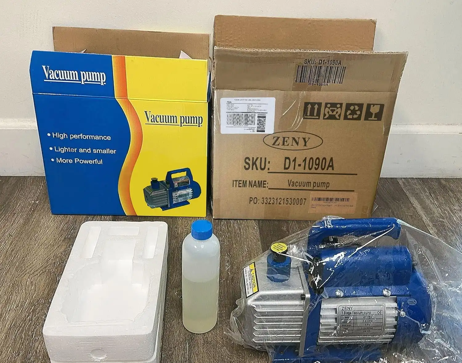 3,5CFM Single-Stage 5 Pa Rotary Vane Economy Vacuum Pump 3 CFM 1/4HP Air Conditioner Refrigerant HVAC Air tool R410a Blue