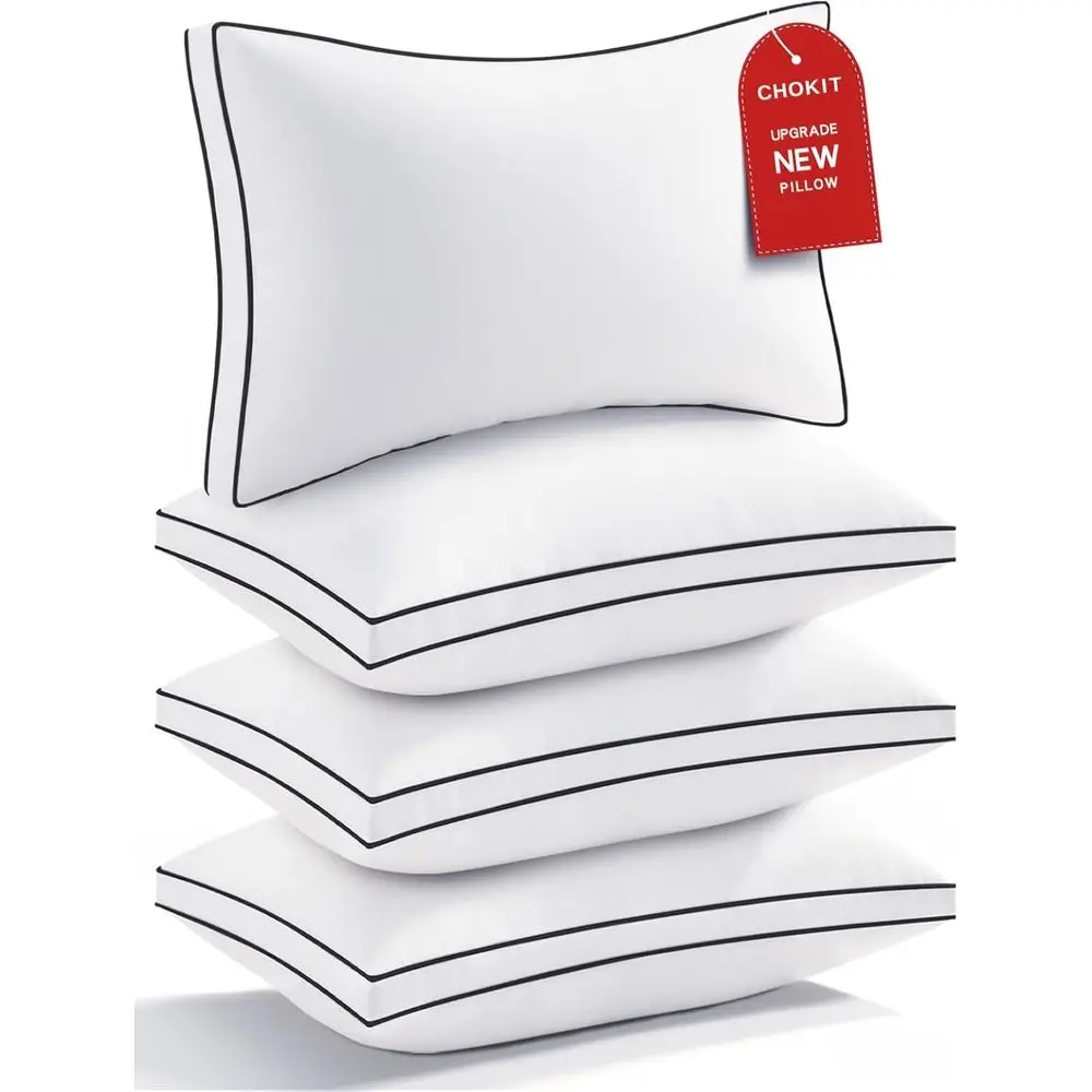 Premium Pillows Queen Size Set o 4, luy and Supportive 7D Down Alternative Bed Pillows, Luxury Sot Hotel Quality Gusseted Pillow