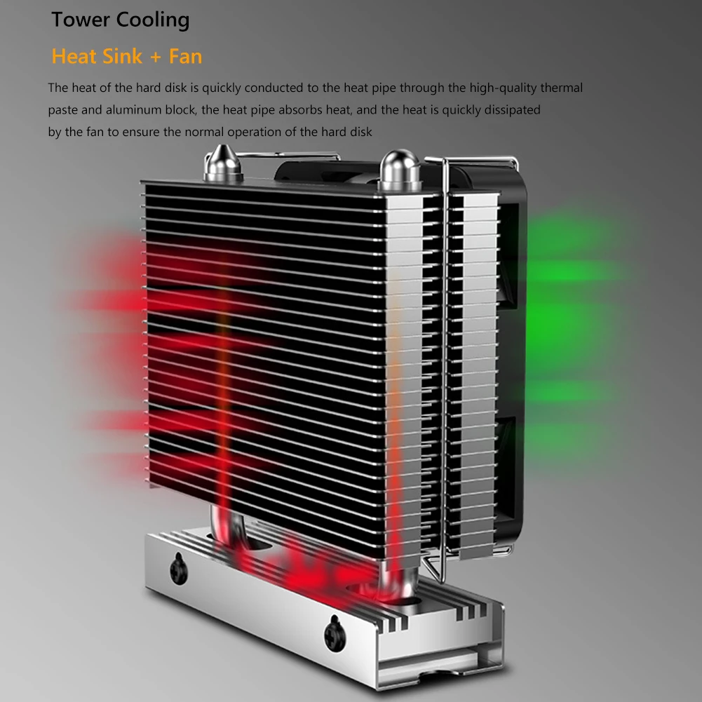 M.2-THREE M2 2280 Dissipador de calor de disco rígido de estado sólido com ventilador 6010 SSD Radiador PCI-E 4.0/5.0 Dissipador de calor de alumínio Almofada térmica de resfriamento