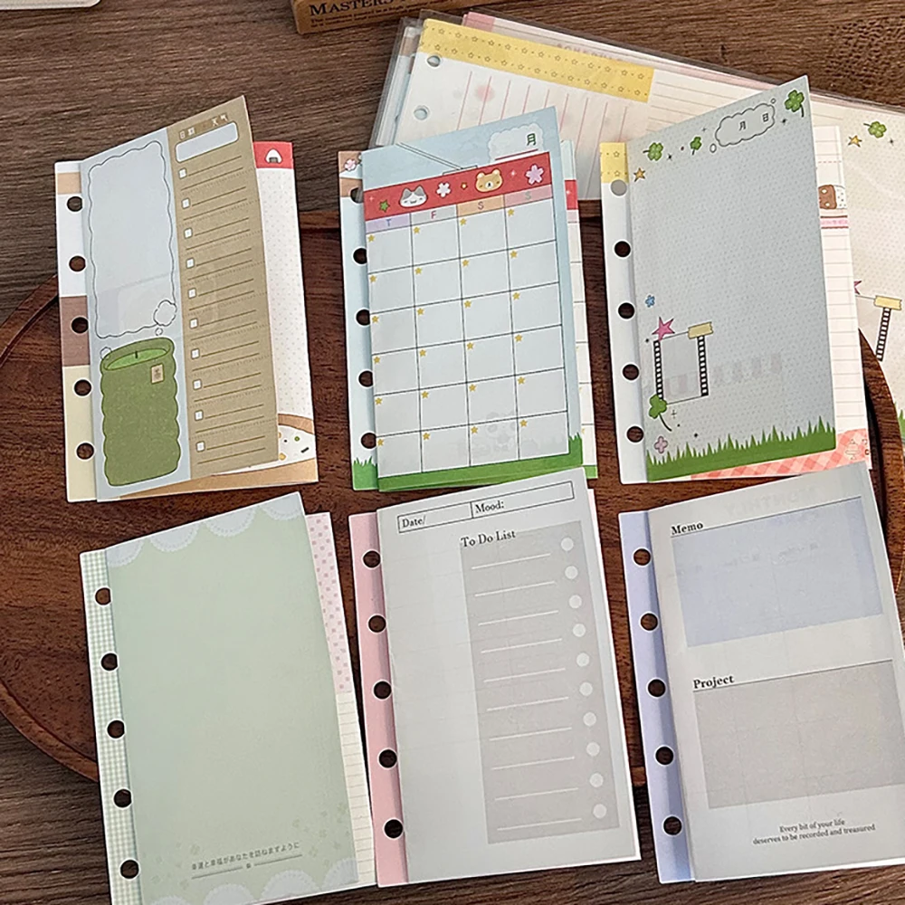 10 Sheets M5 Three Fold Loose Leaf for Punching Holes on the Inner Pages of the Core, Weekly Plan Manual Account, Foldable