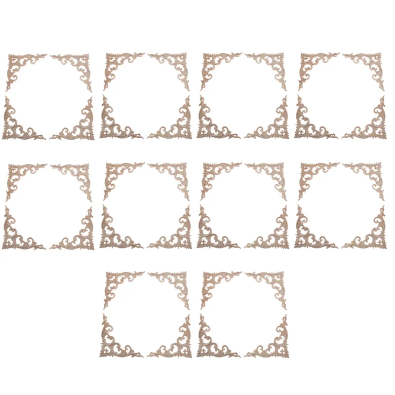 

40Pcs/Set Wood Carved Corner Onlay Applique Unpainted Frame Cupboard Cabinet Decal For Home Furniture Decoration 15Cm-ABQU