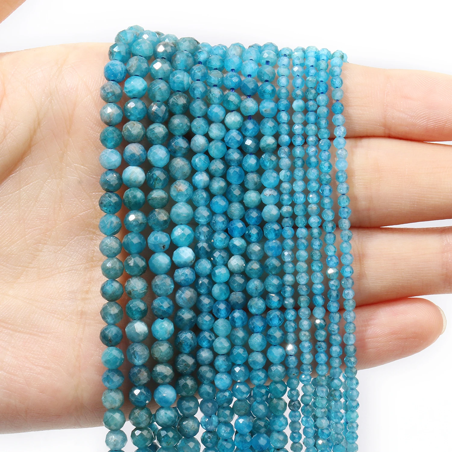 2/3/4mm AA Faceted Natural Gem Stone Apatite Bead Blue Round Tiny Beads For Jewelry Making DIY Necklace Bracelet Accessories