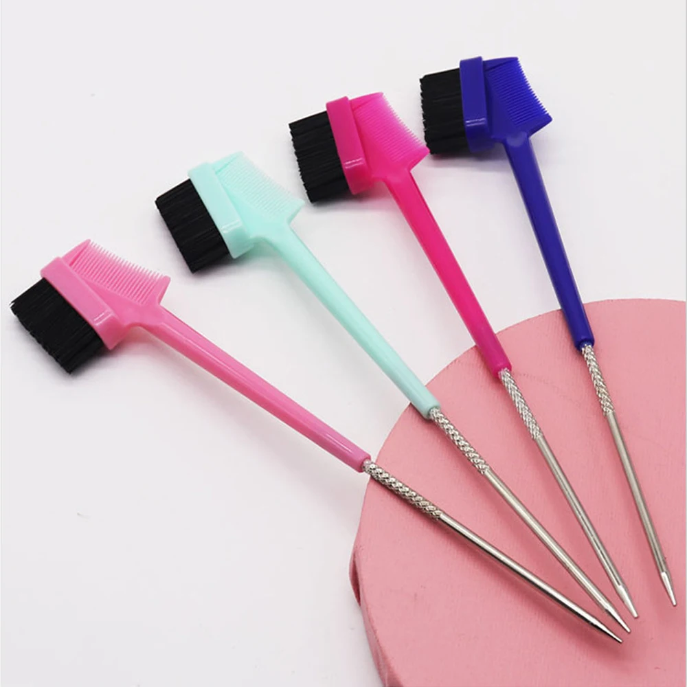 3Pcs Double-Sided 3 in 1 Edge Control Hair Comb Facial Care Makeup Brush Household Eyebrow Comb Makeup Tool Random Color