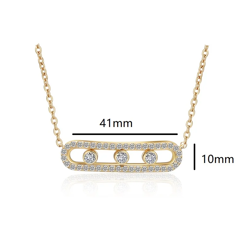 RAKOL Fashion Paper Clip Zirconia Pendant Necklace for Women INS Hollow Out Oval Necklaces Party Wedding Jewelry Gift