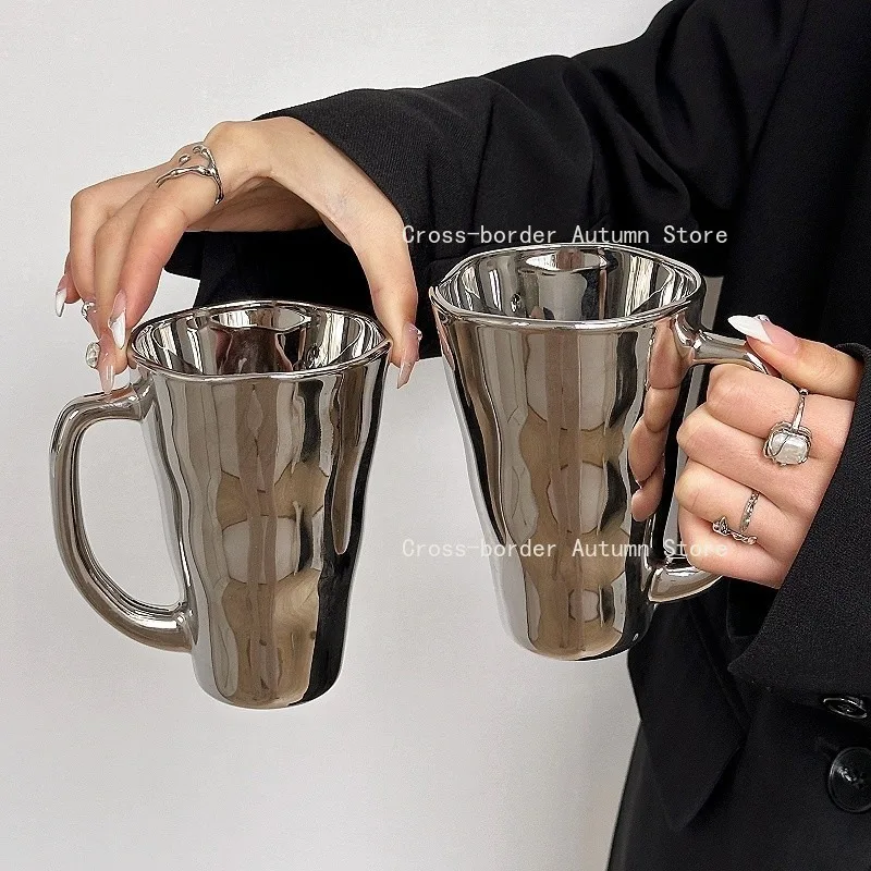 Two-piece Creative with handle cup, niche design household mug, high value atmosphere milk coffee water cup