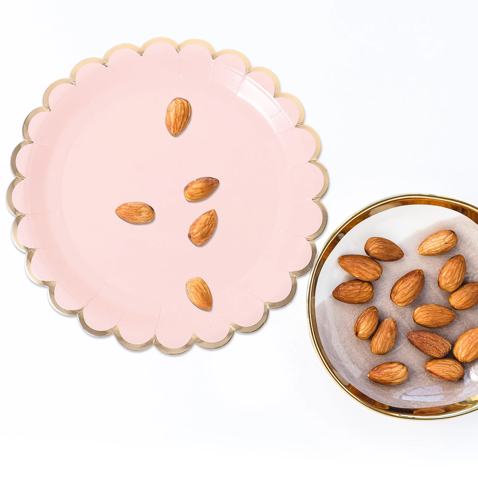 

16pcs Cake Plates Paper Dessert Plates 8x7inch 8x9inch Pink Gold Wave Disposable Party Dinnerware Gathering Supplies