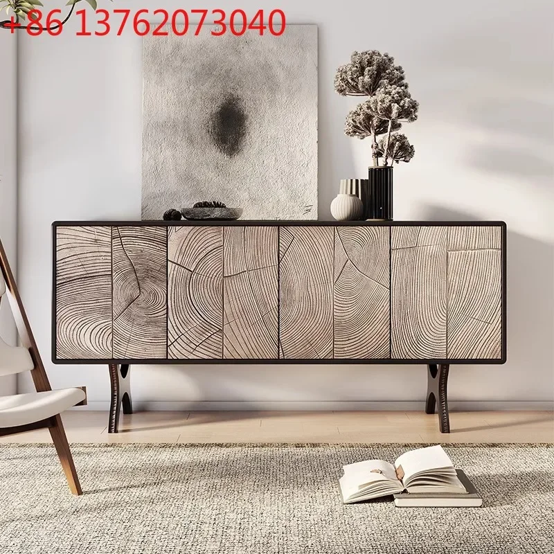 Modern minimalist medieval style living room creative retro art solid wood decoration entrance cabinet