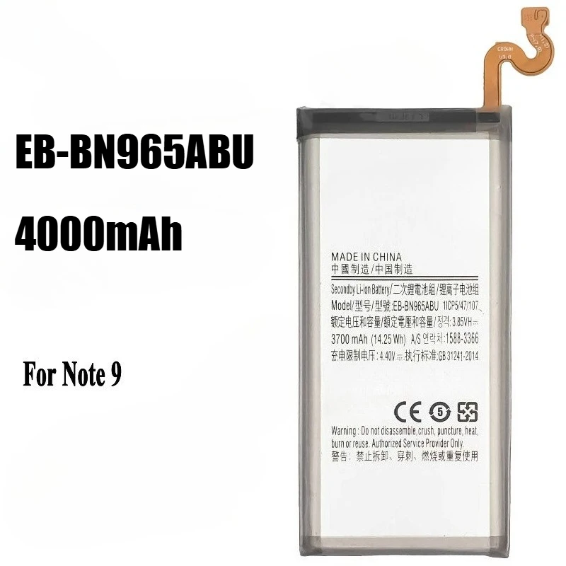 New EB-BN965ABU 3.8V 4000mAh For Samsung Galaxy Note9 Note 9 N9600 SM-N9600 Replacement Battery