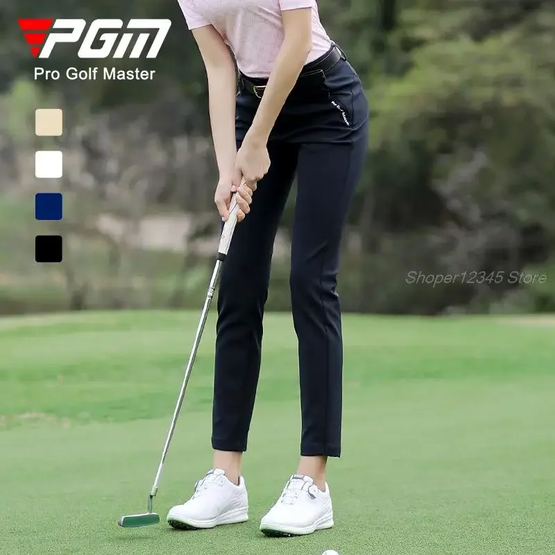 Pgm Women's Casual Golf Trousers Slim Fit Golf Pants Ladies High Waist Pants Summer Quick Dry Breathable Sports Pants XS-XL