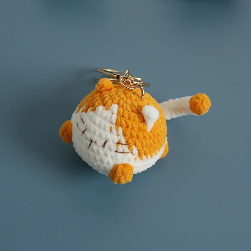 

Cute Kitten Series Crochet Keychains Handmaking Crochet Small Cat Doll Keychain For Bag Pendant Funny Fat Cat Knitted Keyrings