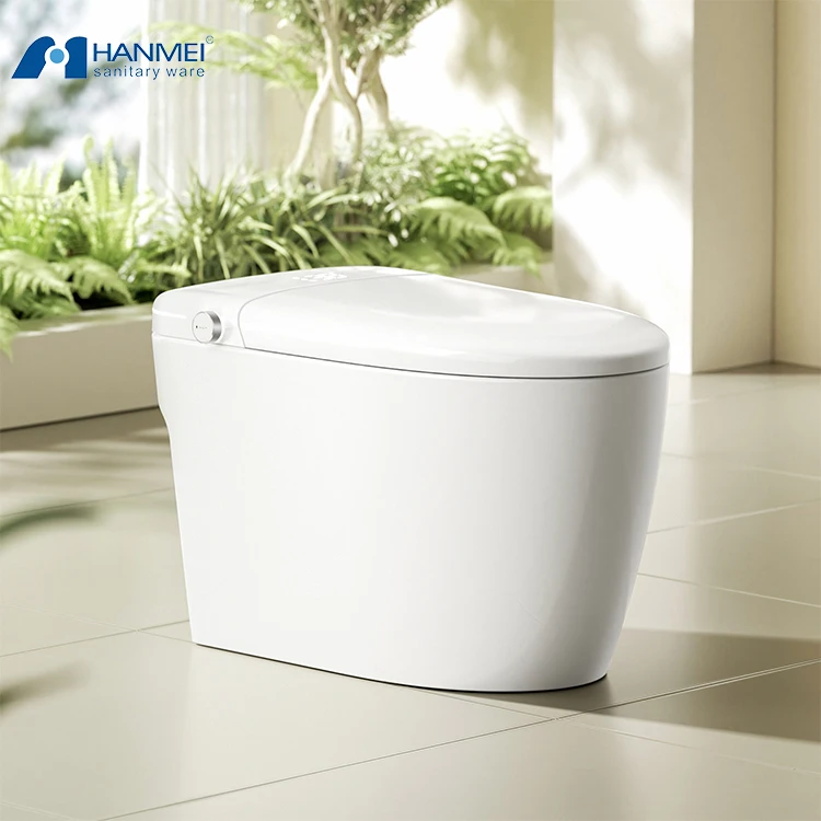 Auto Flush Floor Mounted Smart Bidet Toilet Bowl With Heated Seat & Air Drying One Piece Design Remote Control Included
