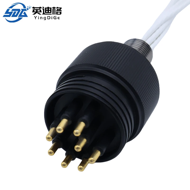 YingDiGe High-current Deep Sea Waterproof Plug Underwater Connector 10 Pin Female Socket IP68 Standard 100-1500V Brass Gold
