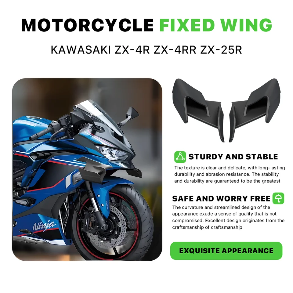 Motorcycle Fixed Wing Spoiler For Kawasaki ZX-4R ZX4R ZX-4RR ZX4RR