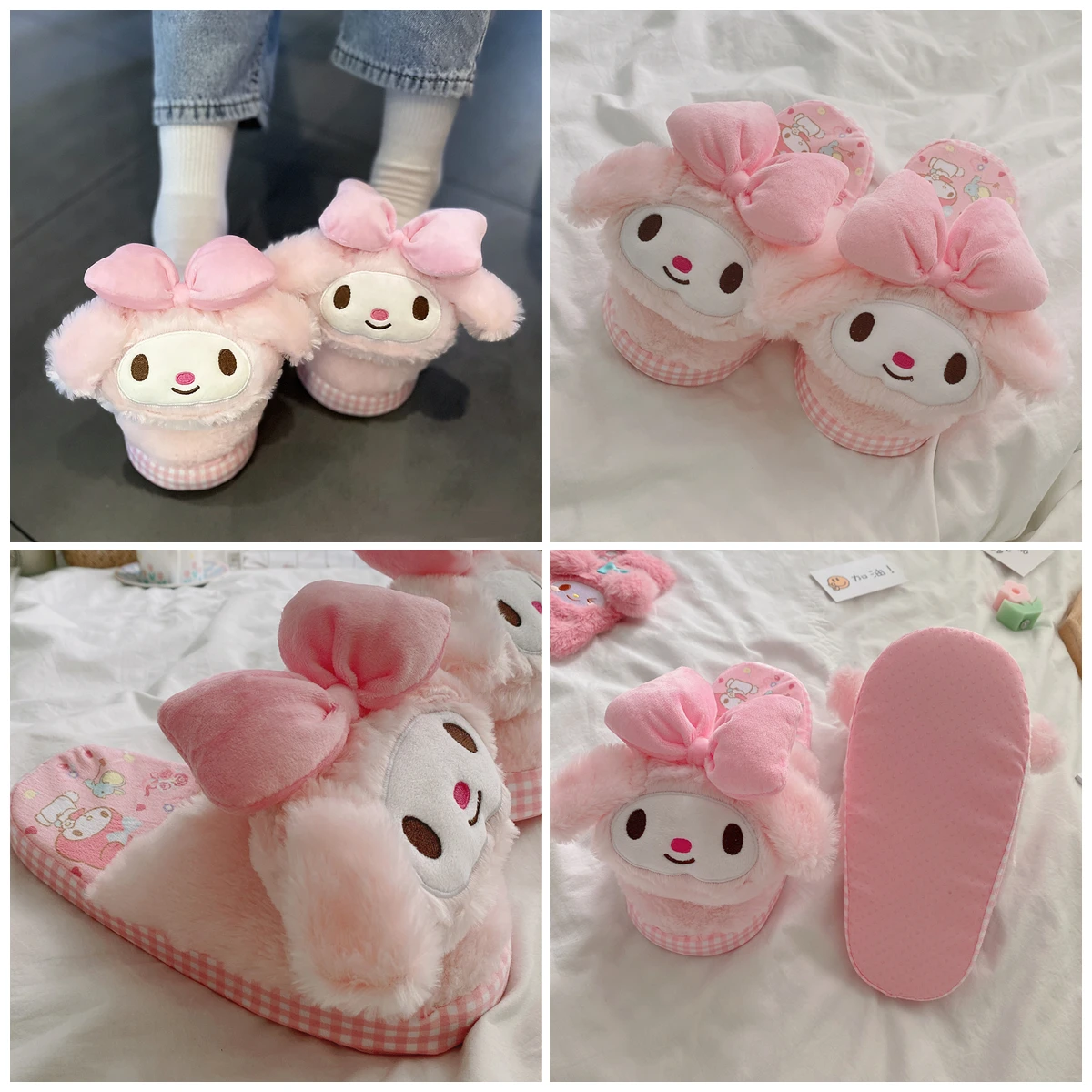 Sanrio Anime My Melody pantofole calde Kuromi Cinnamoroll Girl Ladies Indoor Home scarpe in cotone per l\'autunno invernale piatto antiscivolo