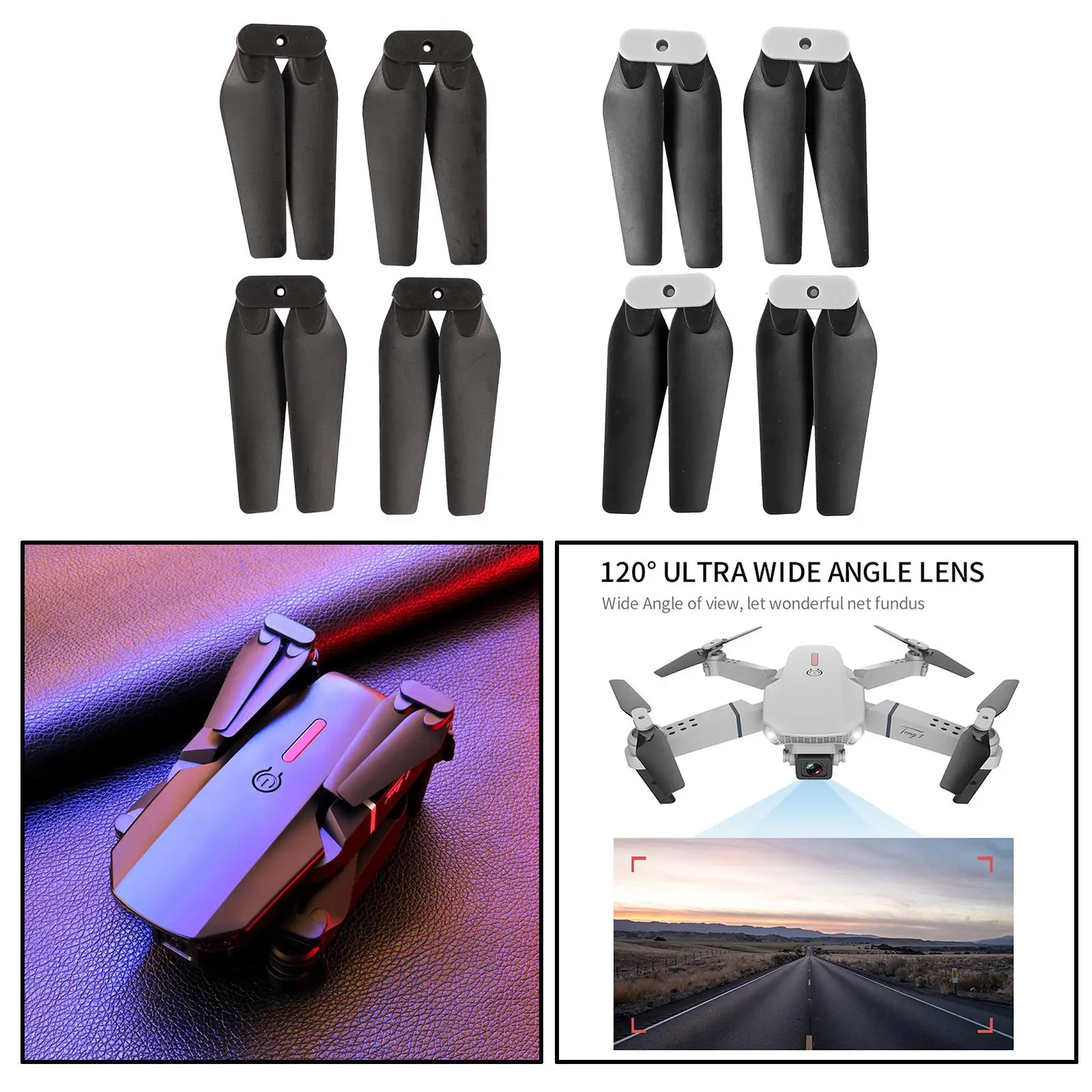 4pcs Replacement Quick-Release Folding Blade Props for E88 Pro Mini Drone