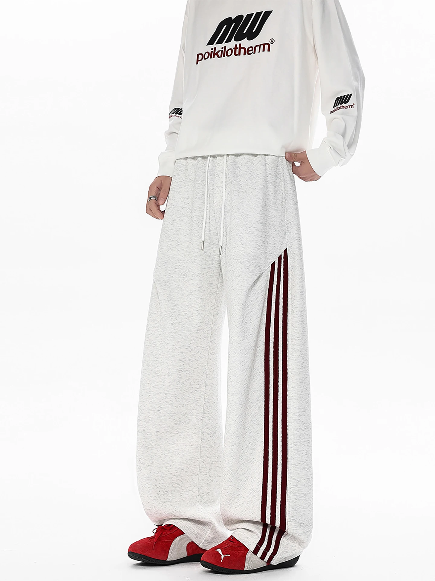 

Boyue American Stripe Sports Sweatpants High Street Hip Hop Street Dance Men's Women's Retro Cool Casual Wide Leg Pants