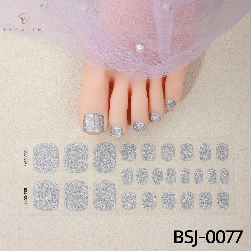 28 Finger Solid Color Gel Foot Patch Nail Enhancement Sticker UV Semi Curing Nail Patch Phototherapy Toe Patch