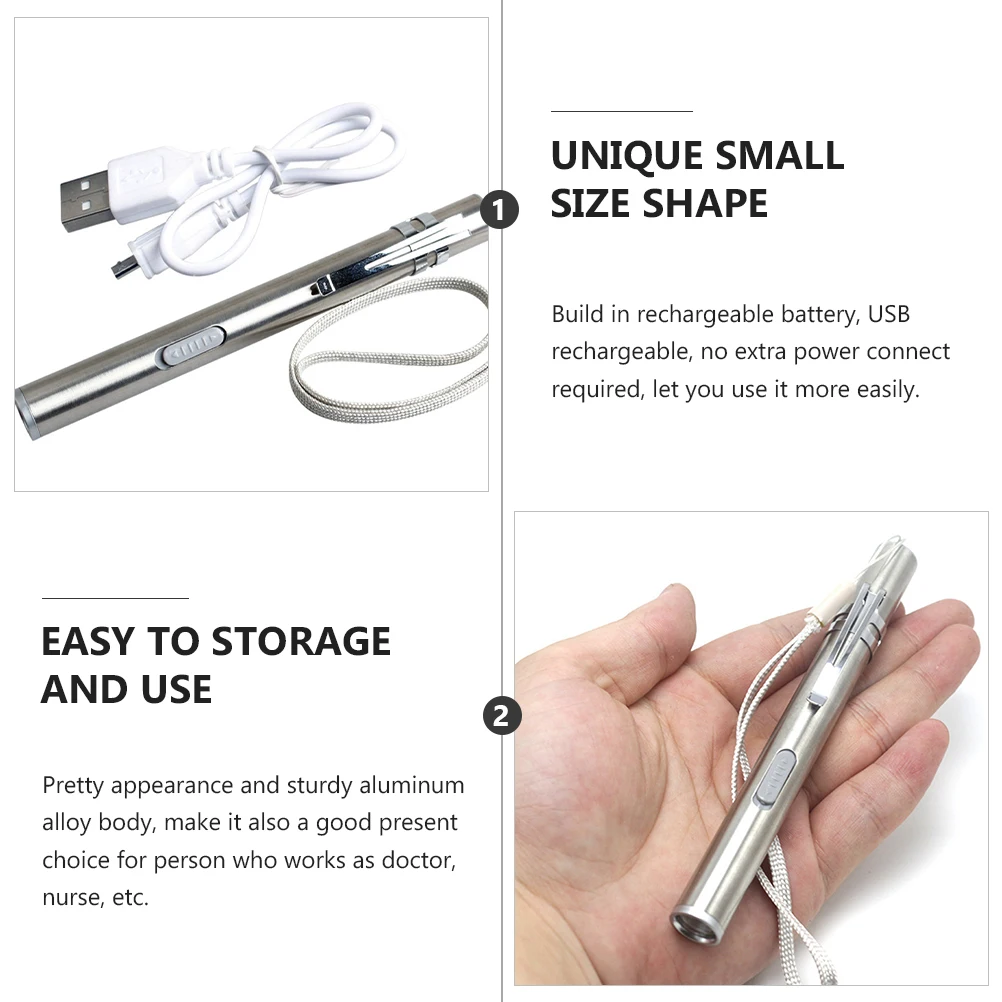 2pcs USB Charging Pen Light Mini LED Lamp for Doctor Hospital Medical Student Inspection Medical Rechargeable