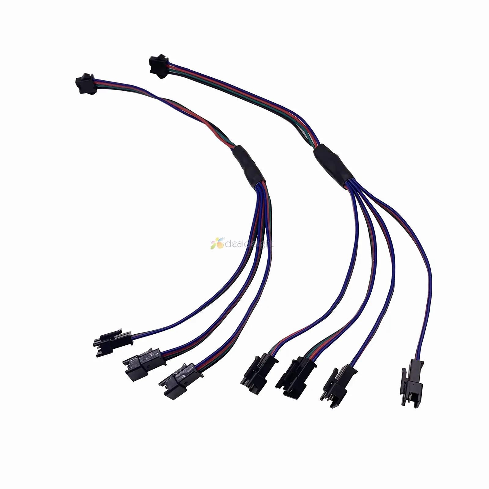 2pcs 2pin 3Pin 4Pin SM Splitter 1 To 2 3 4 LED Connector JST Male Female Connector Wire Cable For WS2812 WS2811 WS2801 Led Strip